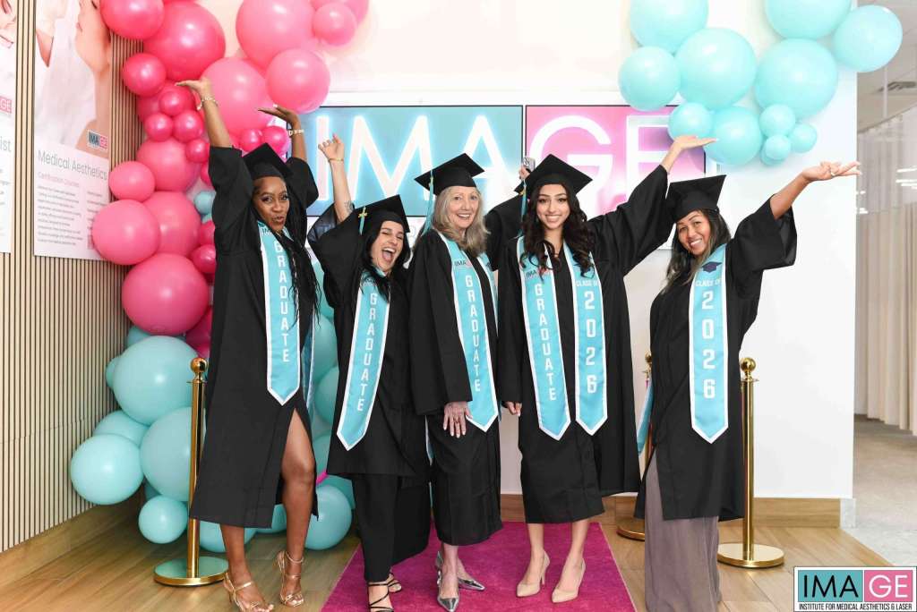 IMAGE graduates celebrating career success at the Institute for Medical Aesthetics & Laser in Fort Myers, Southwest Florida